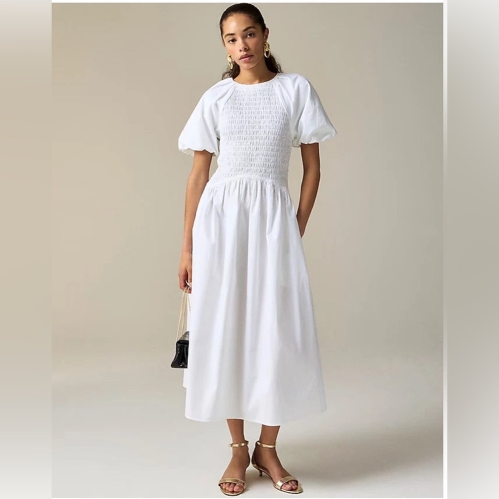J. Crew Meadow MIDI Dress White